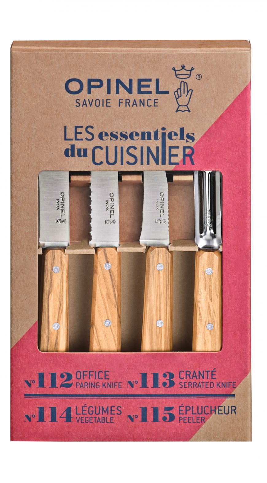 Set cocina Opinel esenciales madera olivo