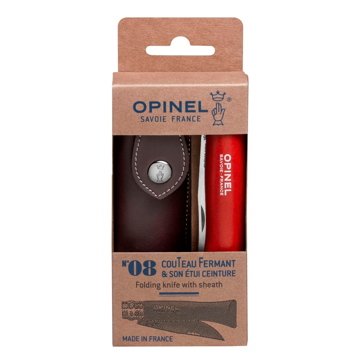 Cuchillo Opinel N°8 Trekking rojo con funda