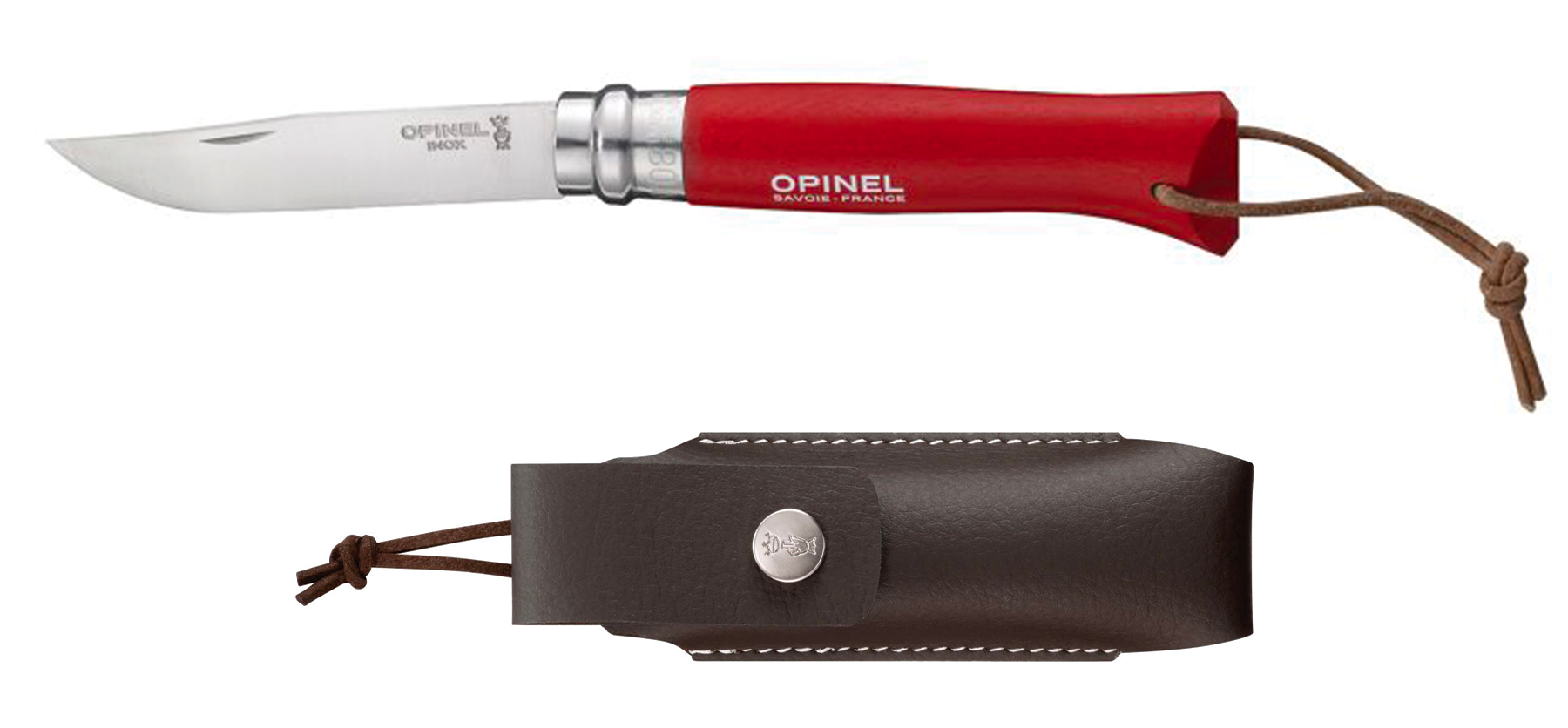 Cuchillo Opinel N°8 Trekking rojo con funda