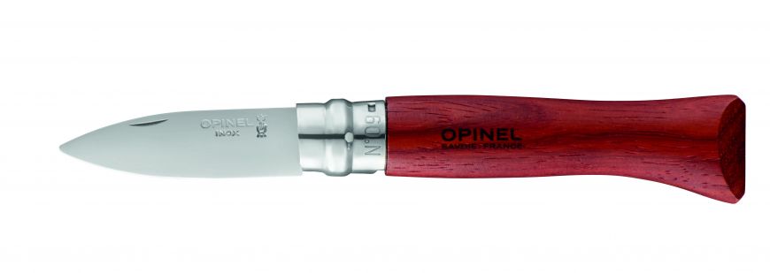 Cuchillo para ostras Opinel N°9 mango palo rojo