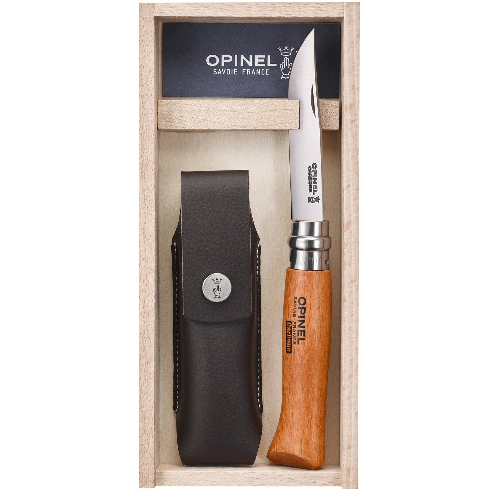 Cuchillo Opinel N°8 de acero carbono con funda