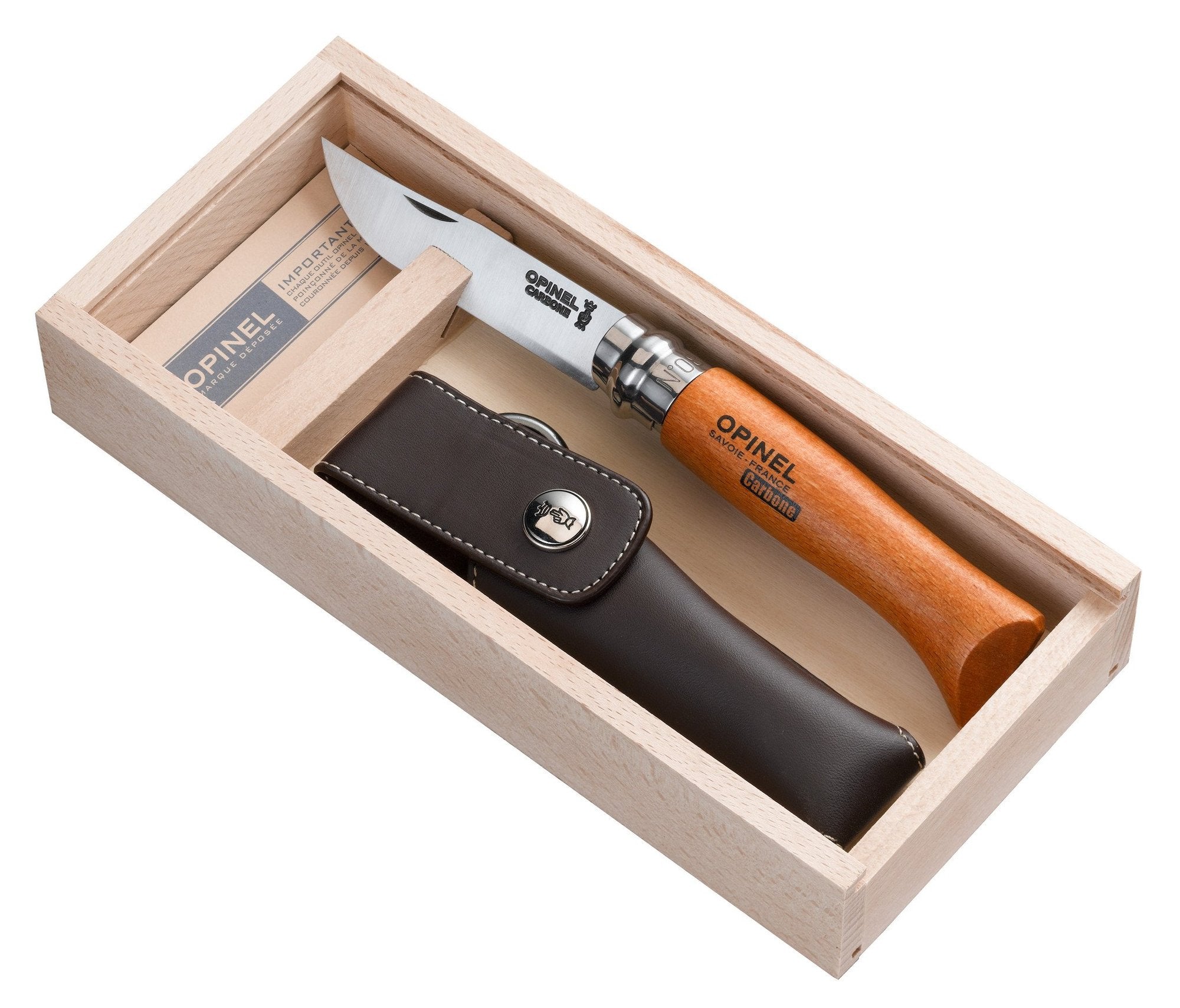 Cuchillo Opinel N°8 de acero carbono con funda