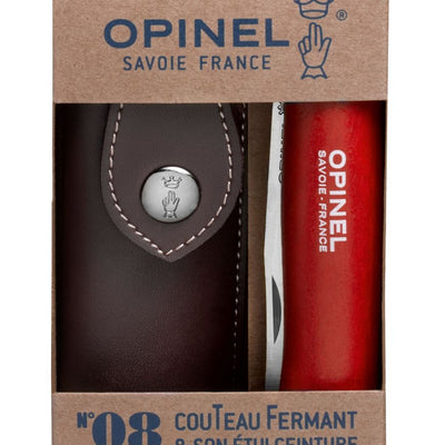 Cuchillo Opinel N°8 Trekking rojo con funda