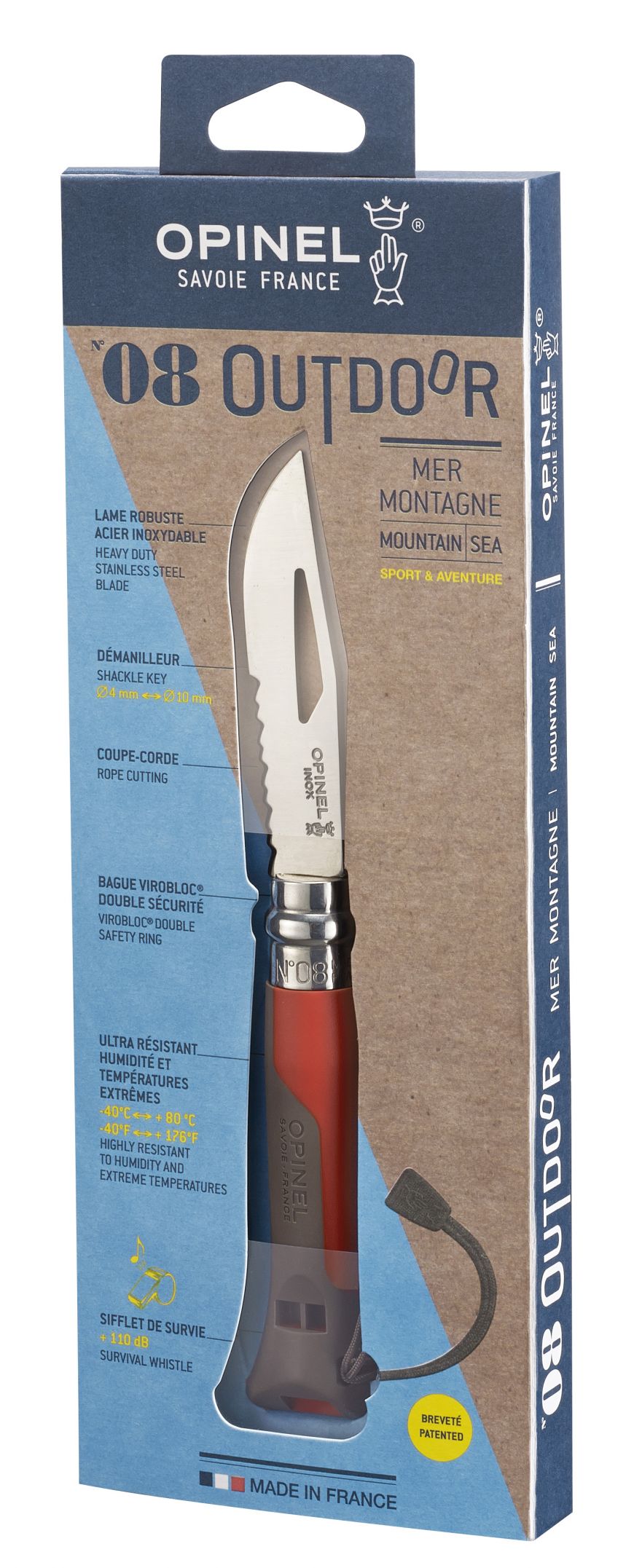 Cuchillo Opinel N°8 outdoor rojo