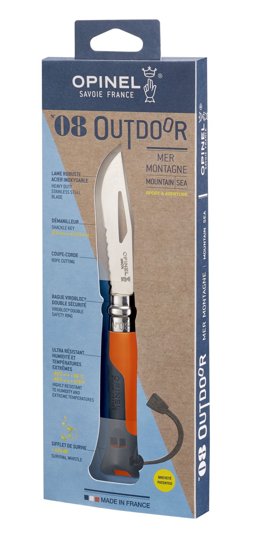 Cuchillo Opinel N°8 outdoor naranjo