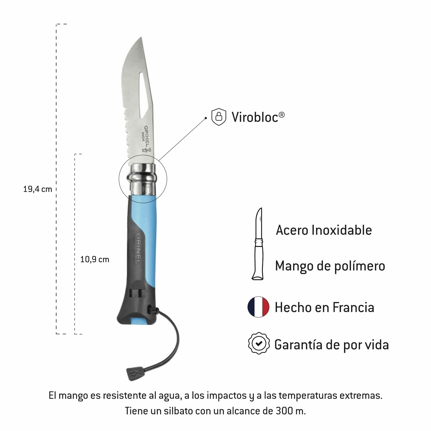 Cuchillo Opinel N°8 outdoor azul