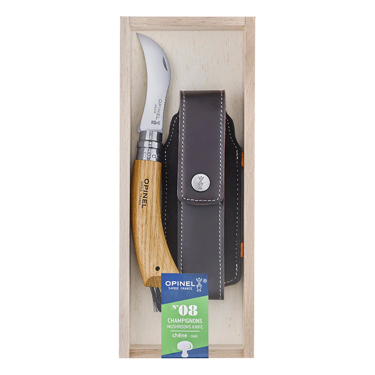 Cuchillo para hongos N°08 con funda Opinel Roble