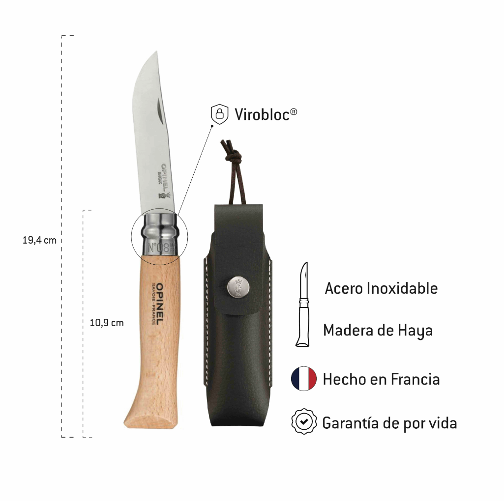 Cuchillo Opinel N°8 con funda