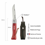 Cuchillo Opinel N°8 Trekking rojo con funda