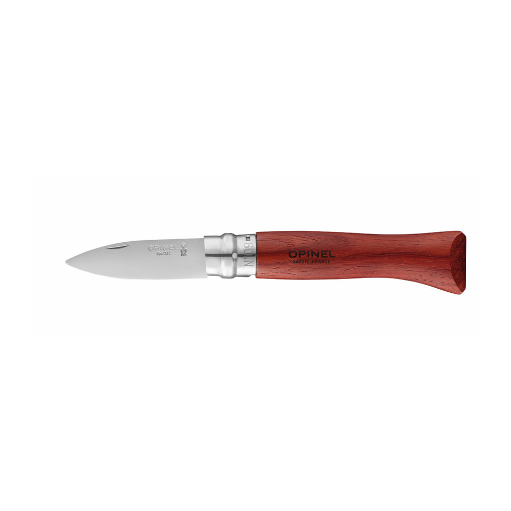 Cuchillo para ostras Opinel N°9 mango palo rojo