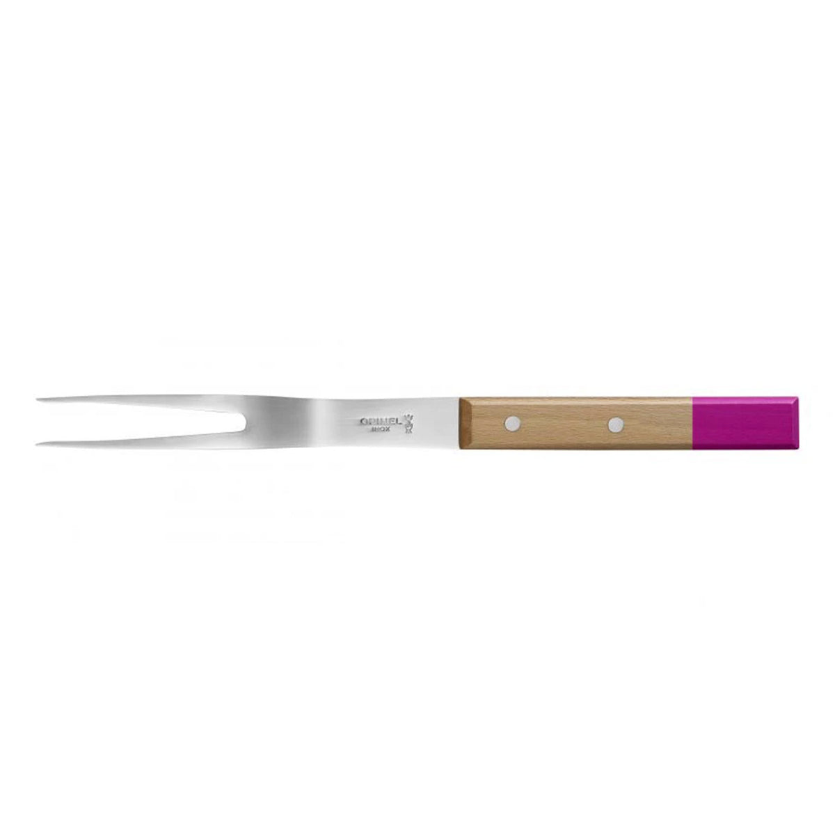Tenedor Opinel N°124 para asado fuchsia