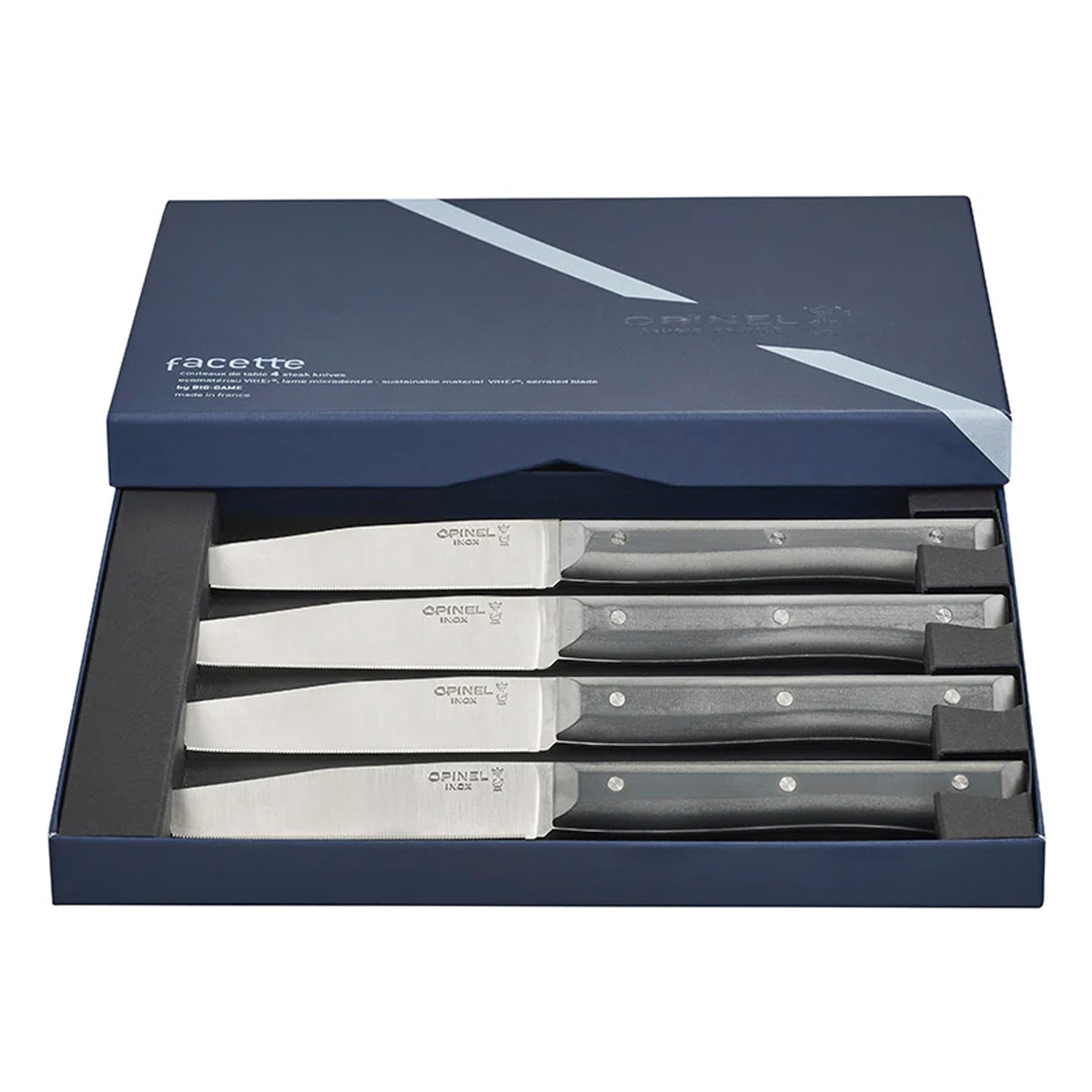 Set Facette x4 microdentado Opinel Pizarra