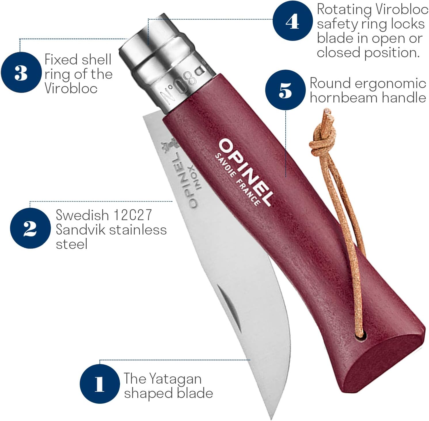 Cuchillo Opinel N°8 Trekking vino