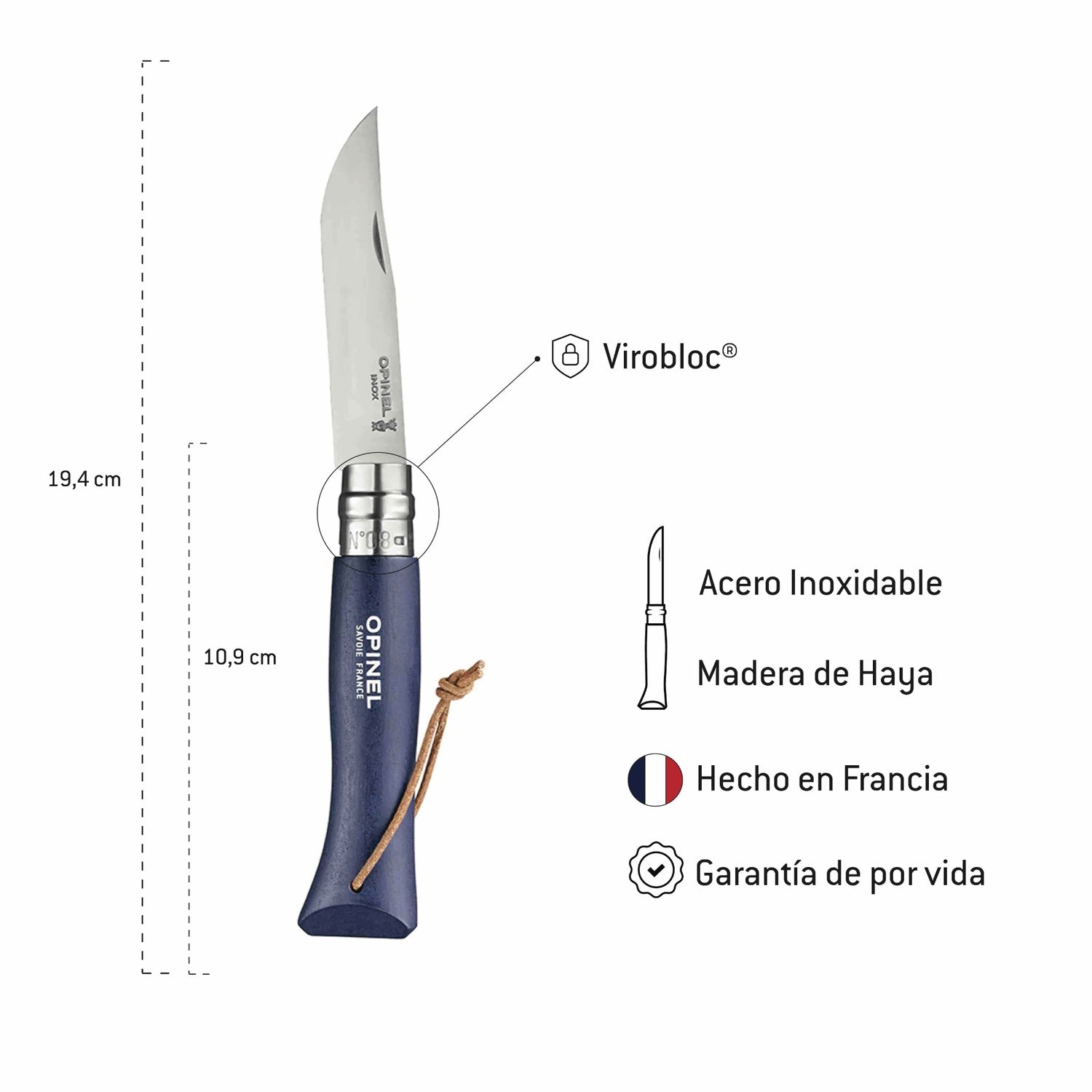 Cuchillo Opinel N°8 Trekking azul