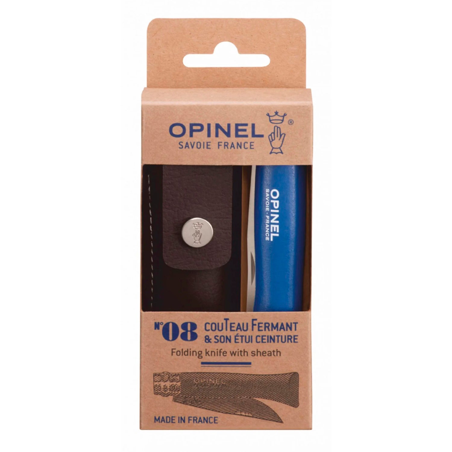 Cuchillo Opinel N°8 Trekking azul con funda