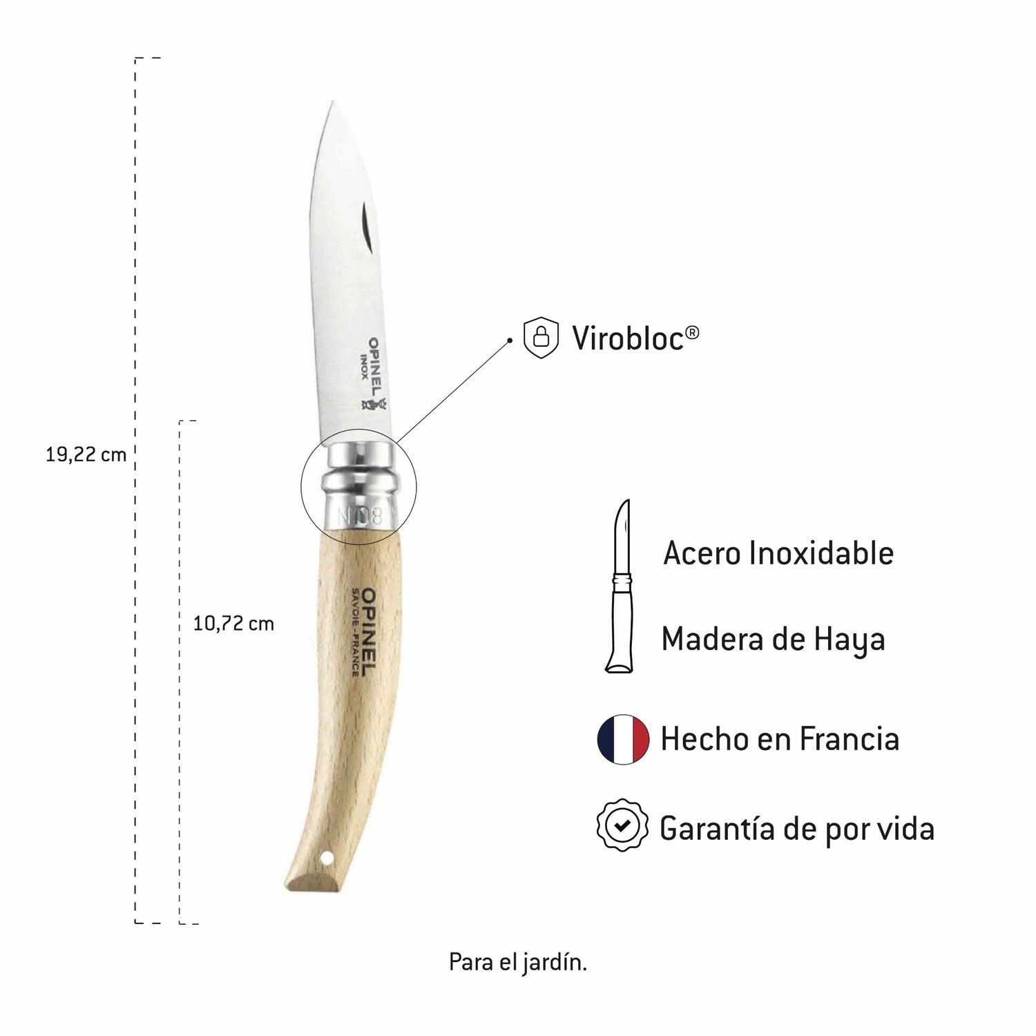 Cuchillo Opinel N°8 para jardin